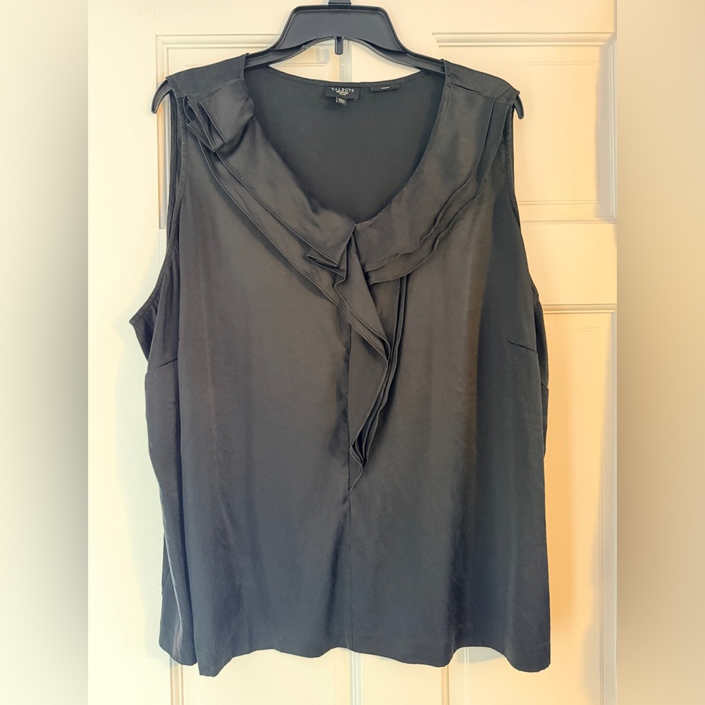 Talbots Black Ruffle Sleeveless Blouse